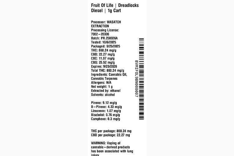 Dreadlocks Diesel by Fruit of Life