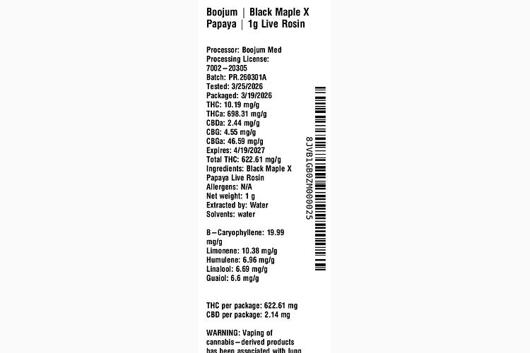 Black Maple X Papaya by Boojum