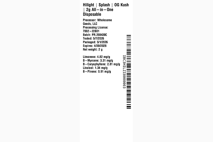 Splash | OG Kush | 2g All-in-One Disposable by Hilight