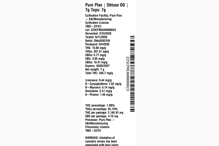 Obtuse OG by Pure Plan