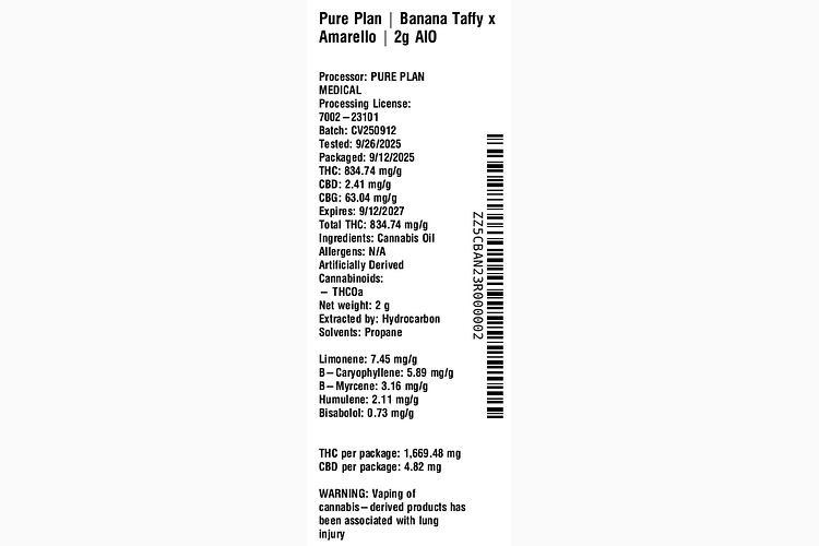 Banana Taffy x Amarello by Pure Plan