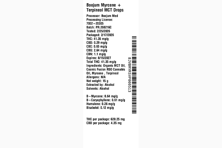 Myrcene + Terpineol MCT Drops by Boojum