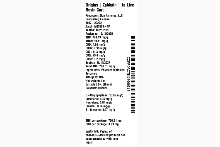 Zabbath by Origins