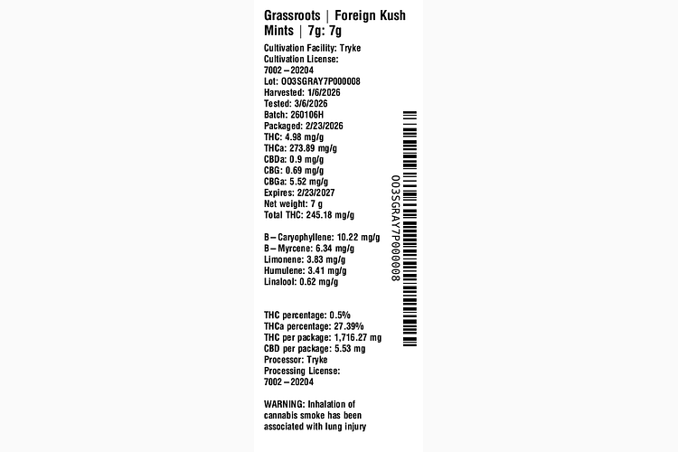 Foreign Kush Mints by Grassroots