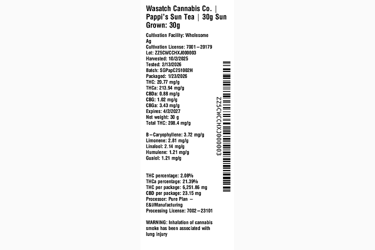Pappi's Sun Tea by Wasatch Cannabis Co.