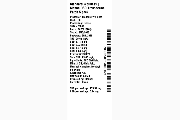 Manna RSO Transdermal Patch by The Standard