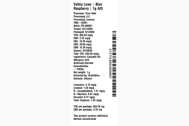 Blue Raspberry by Valley Lows