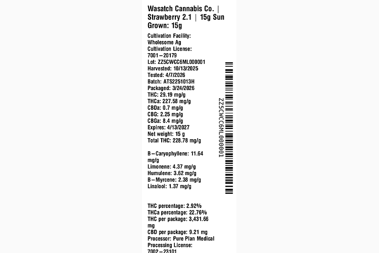 Strawberry 2.1 by Wasatch Cannabis Co.