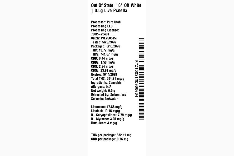 6* Off White by Out of State