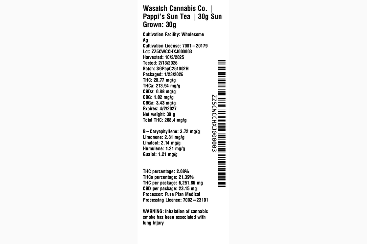 Pappi's Sun Tea by Wasatch Cannabis Co.