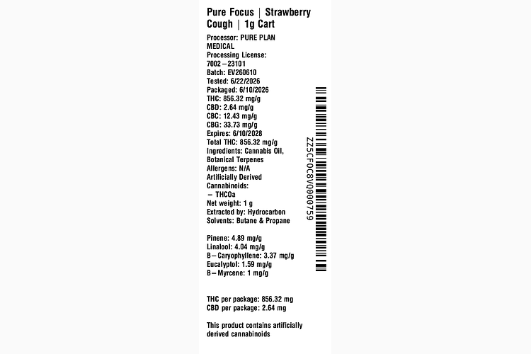 Strawberry Cough by Pure Plan