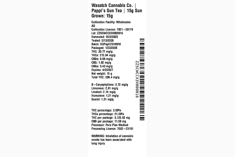 Pappi's Sun Tea by Wasatch Cannabis Co.