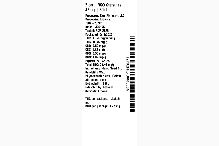 RSO Capsules by Zion