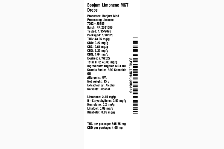 Limonene MCT Drops by Boojum