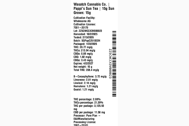 Pappi's Sun Tea by Wasatch Cannabis Co.