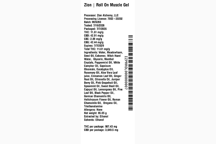 Menthol Roll-On Body Gel by Zion