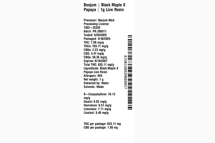 Mother Liquor - Black Maple X Papaya by Boojum