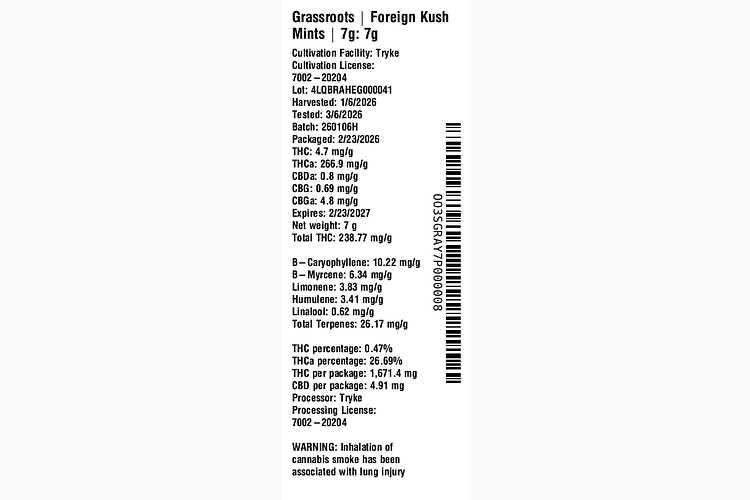 Foreign Kush Mints by Grassroots