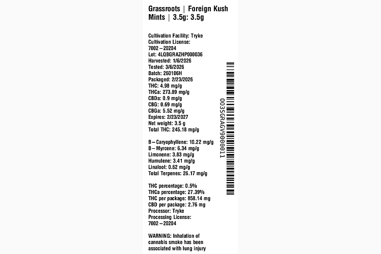 Foreign Kush Mints by Grassroots