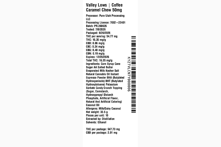 Coffee Caramel Chew by Valley Lows
