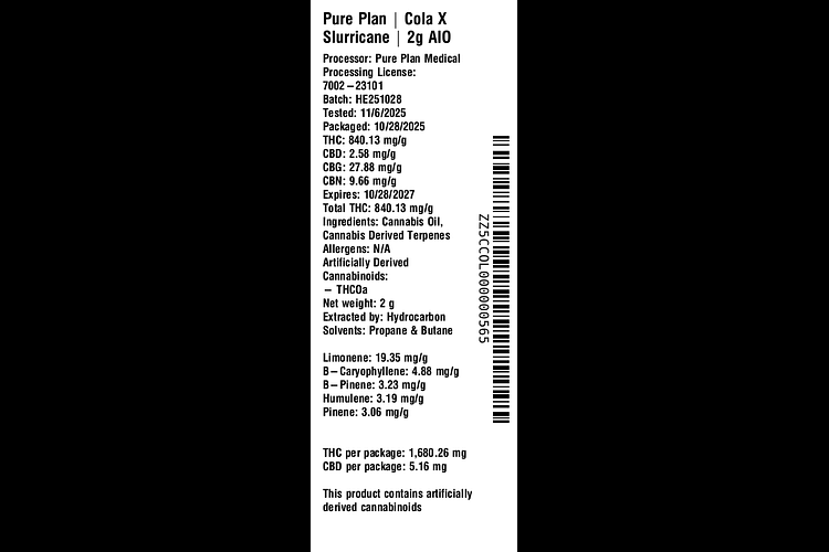 Cola X Slurricane by Pure Plan