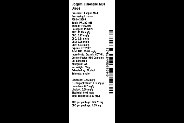 Limonene MCT Drops by Boojum