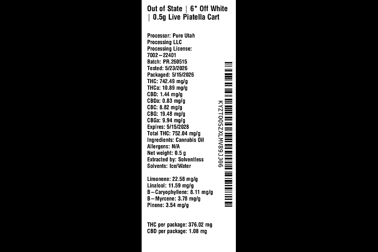 6* Off White by Out of State