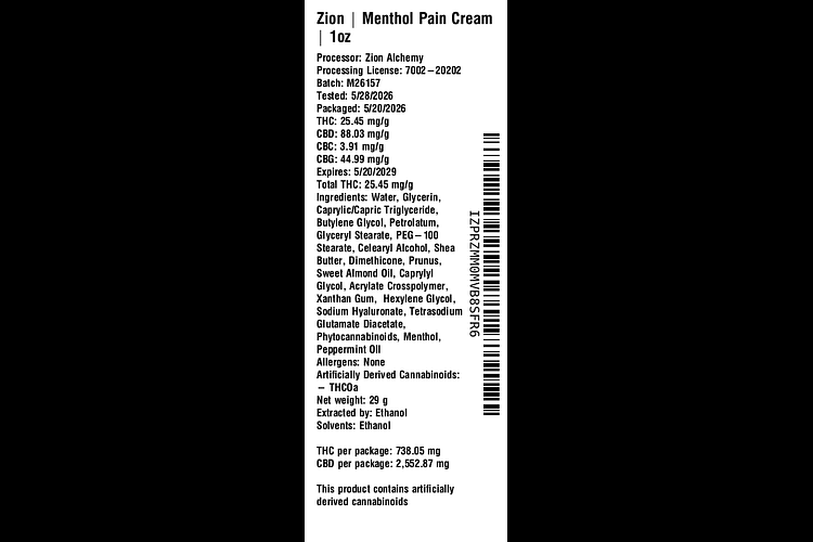 Zion | Menthol Pain Cream by Zion
