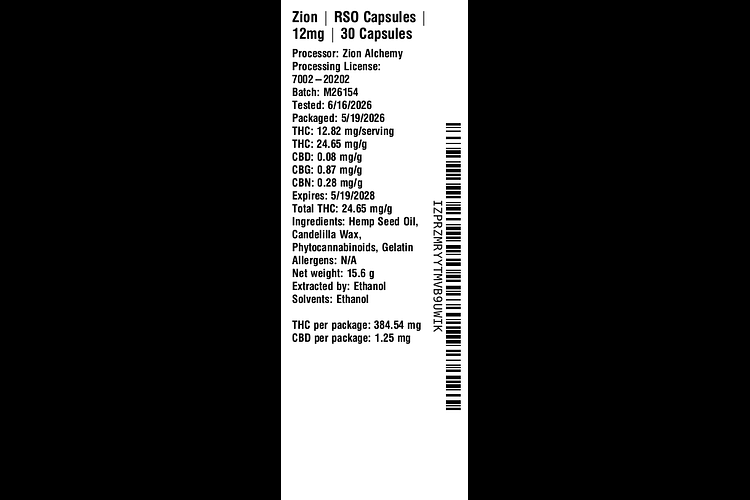 RSO Capsules by Zion