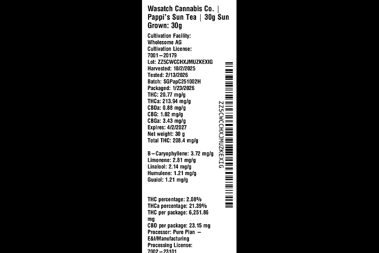 Pappi's Sun Tea by Wasatch Cannabis Co.