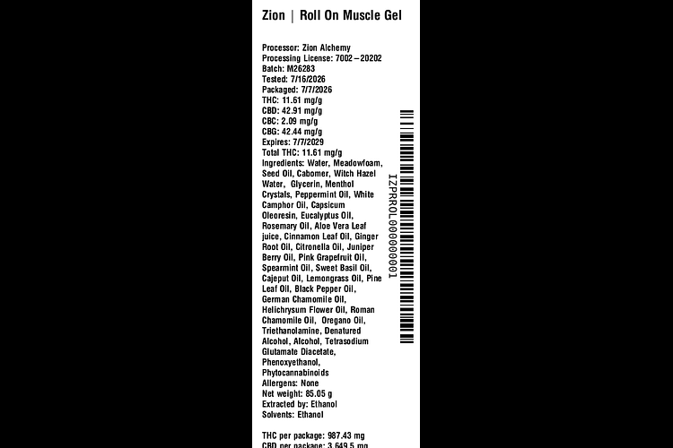 Menthol Roll-On Body Gel by Zion