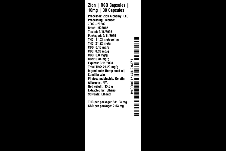 RSO Capsules by Zion