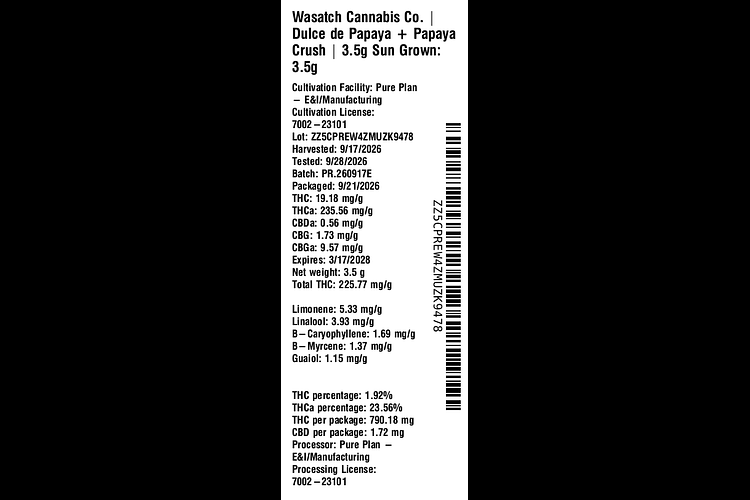 Dulce de Papaya + Papaya Crush by Wasatch Cannabis Co.