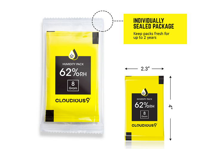 2-Way Humidity Pack Regulator 62% | 8g - 12 Count by Cloudious9