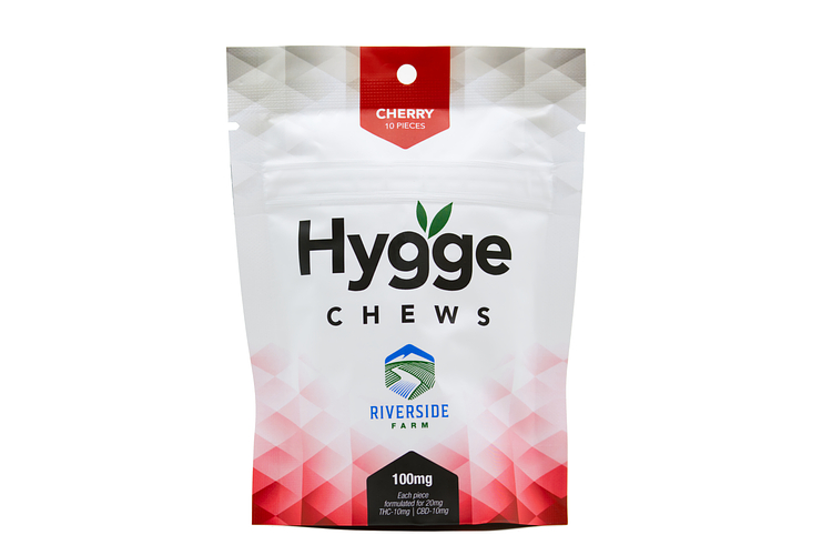 Cherry 1:1 THC:CBD Hygge Chews 100mg THC by Riverside Farm