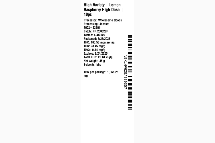Lemon Raspberry High Dose by High Variety