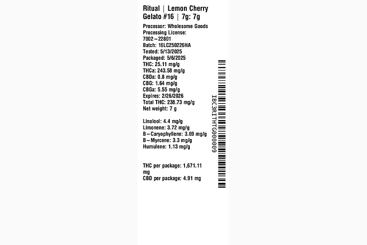 Lemon Cherry Gelato #16 by Ritual