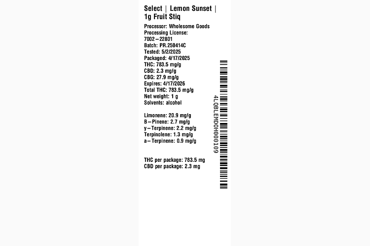 Lemon Sunset Fruit Stiq by Essentials