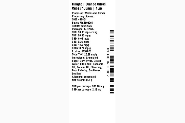 Orange Citrus Cubes 100mg by Hilight