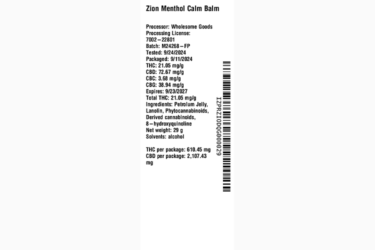 Menthol Calm by Zion