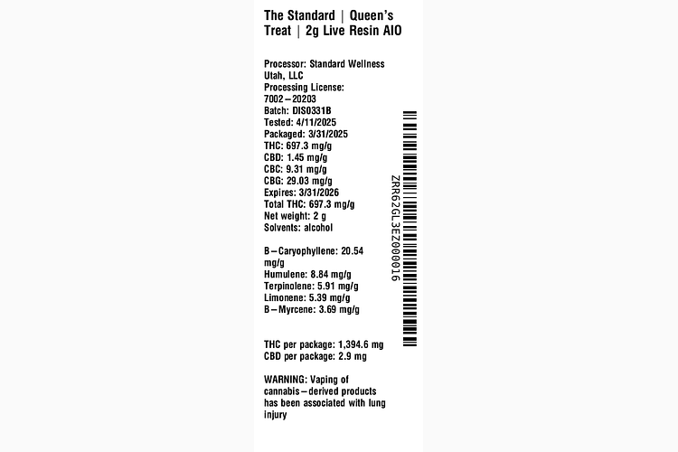 Queen's Treat Live Resin AIO by The Standard