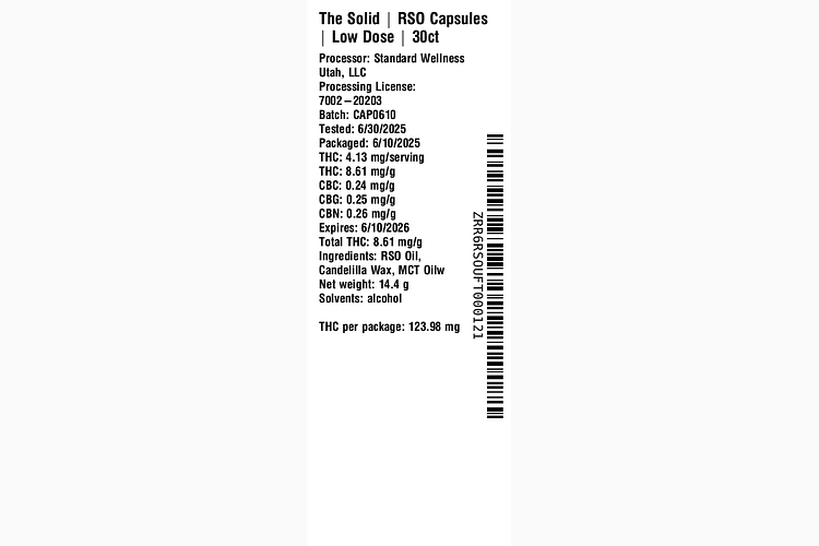 Low Dose RSO Capsules by The Solid