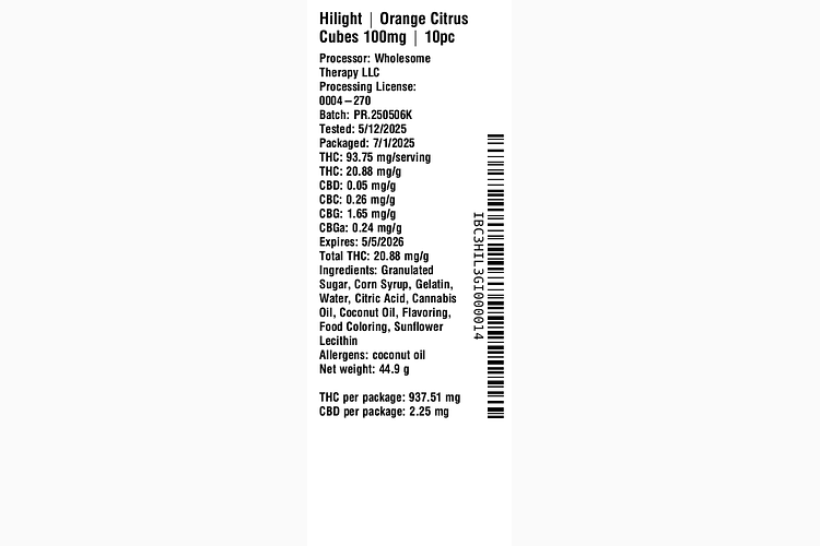 Orange Citrus Cubes 100mg by Hilight