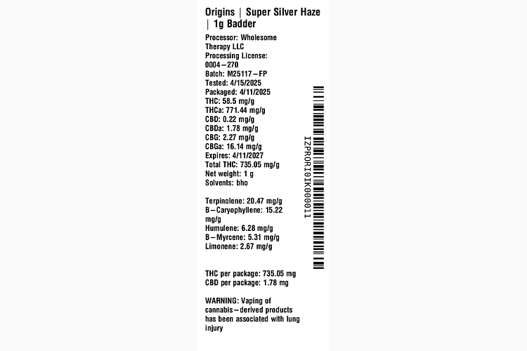 Super Silver Haze by Origins