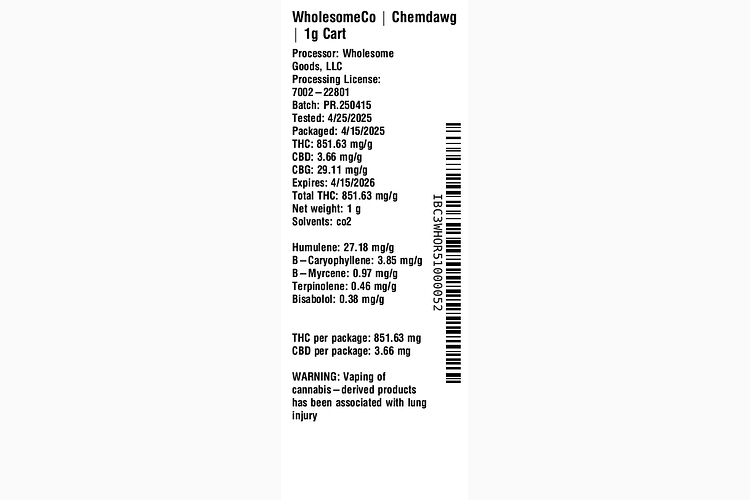 Unwind - Chemdawg by WholesomeCo
