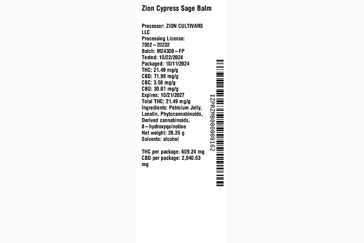 Cypress Sage Balm by Zion