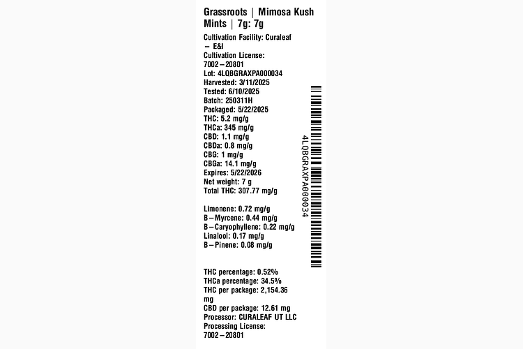Mimosa Kush Mints by Grassroots