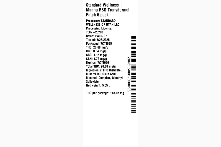 Manna RSO Transdermal Patch by The Standard