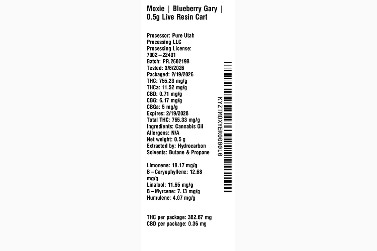 Blueberry Gary 0.5g by Moxie
