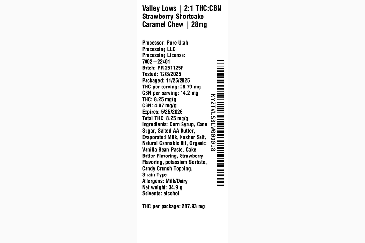 Strawberry Shortcake Caramel Chew by Valley Lows